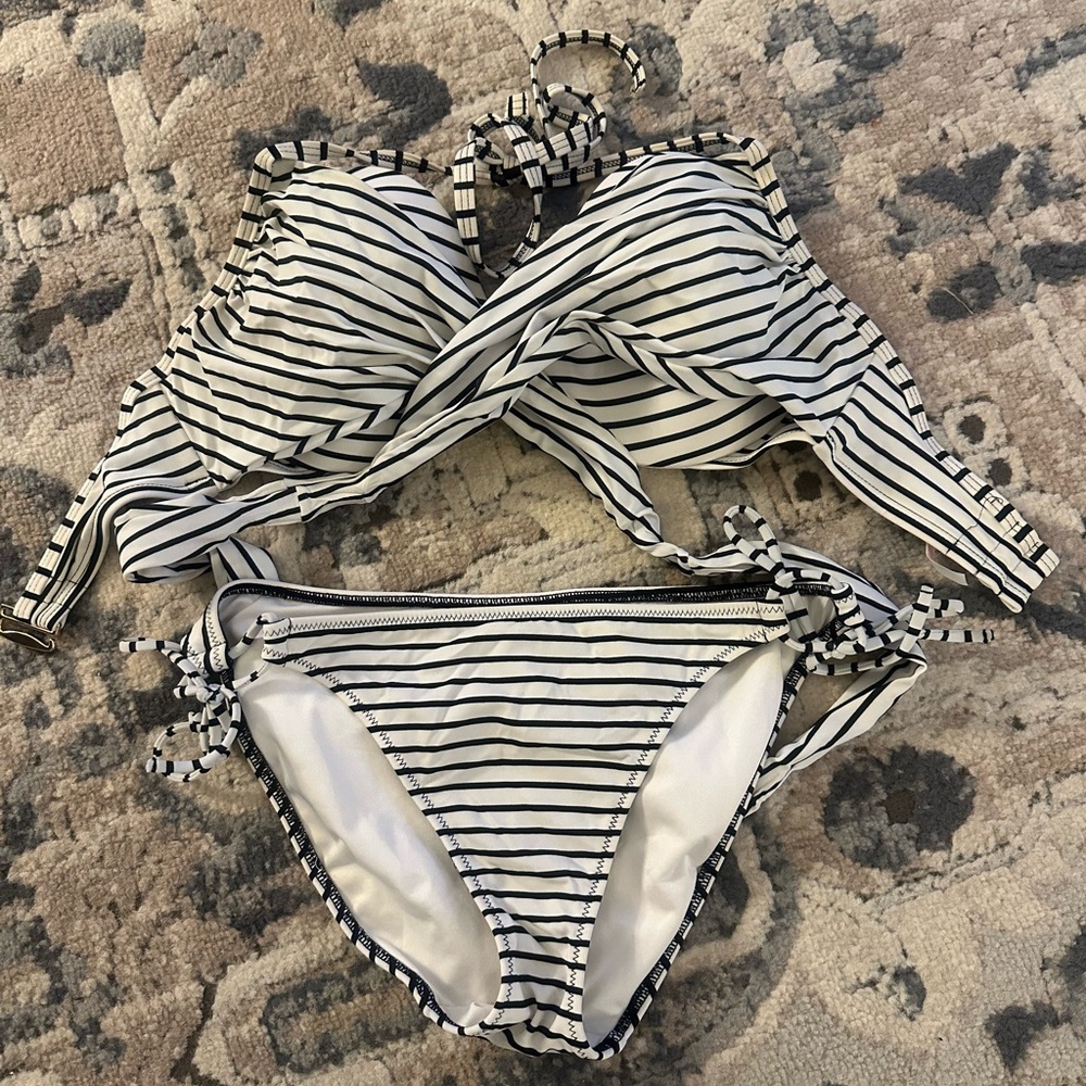 Victoria's Secret Black and White Striped Bikini